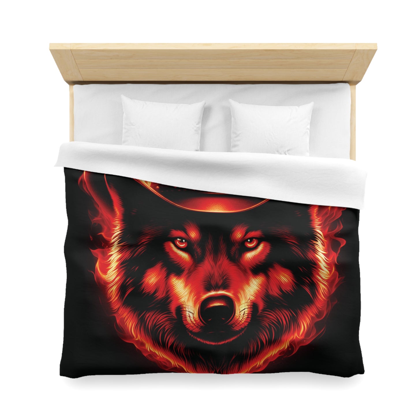 Flaming Wolf Cowboy Microfiber Duvet Cover – Bold Design for Cozy Nights