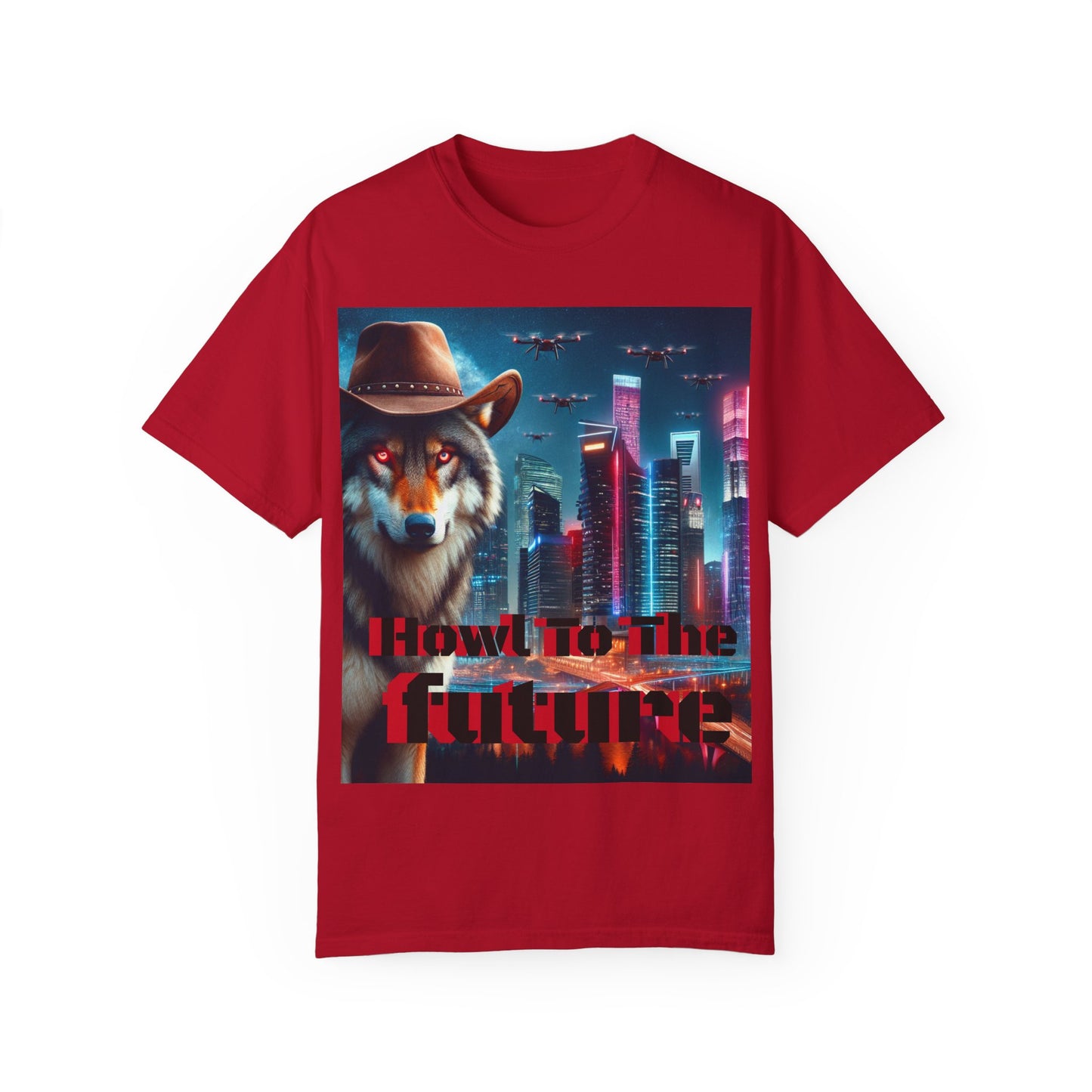Wolf Cowboy T-shirt. howl to the future with wild passion