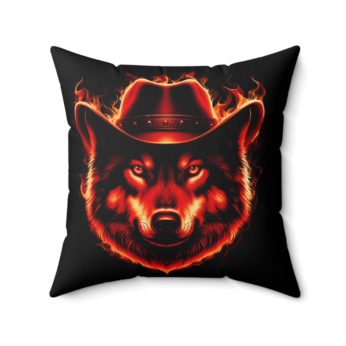 Fire Wolf Square Pillow - Bold Home Decor for Animal Lovers