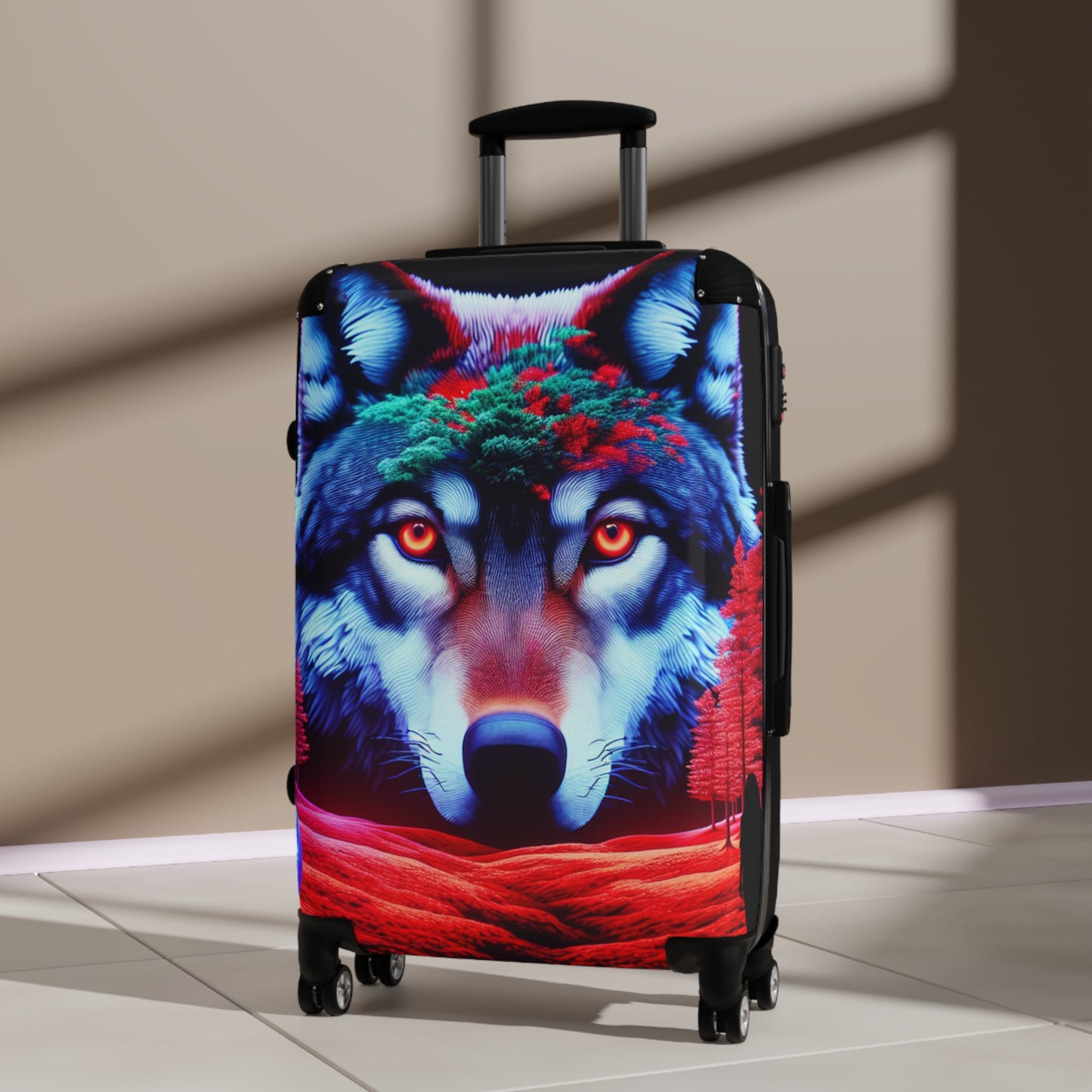 Vivid Wolf Design Suitcase - Stylish Travel Luggage for Adventure Seekers