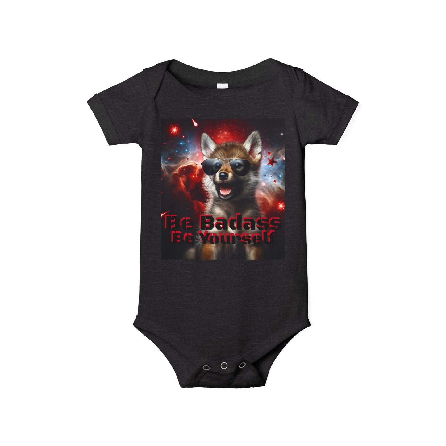Be Badass Baby One Piece Bodysuit - Cool Corgi & Wolf Design