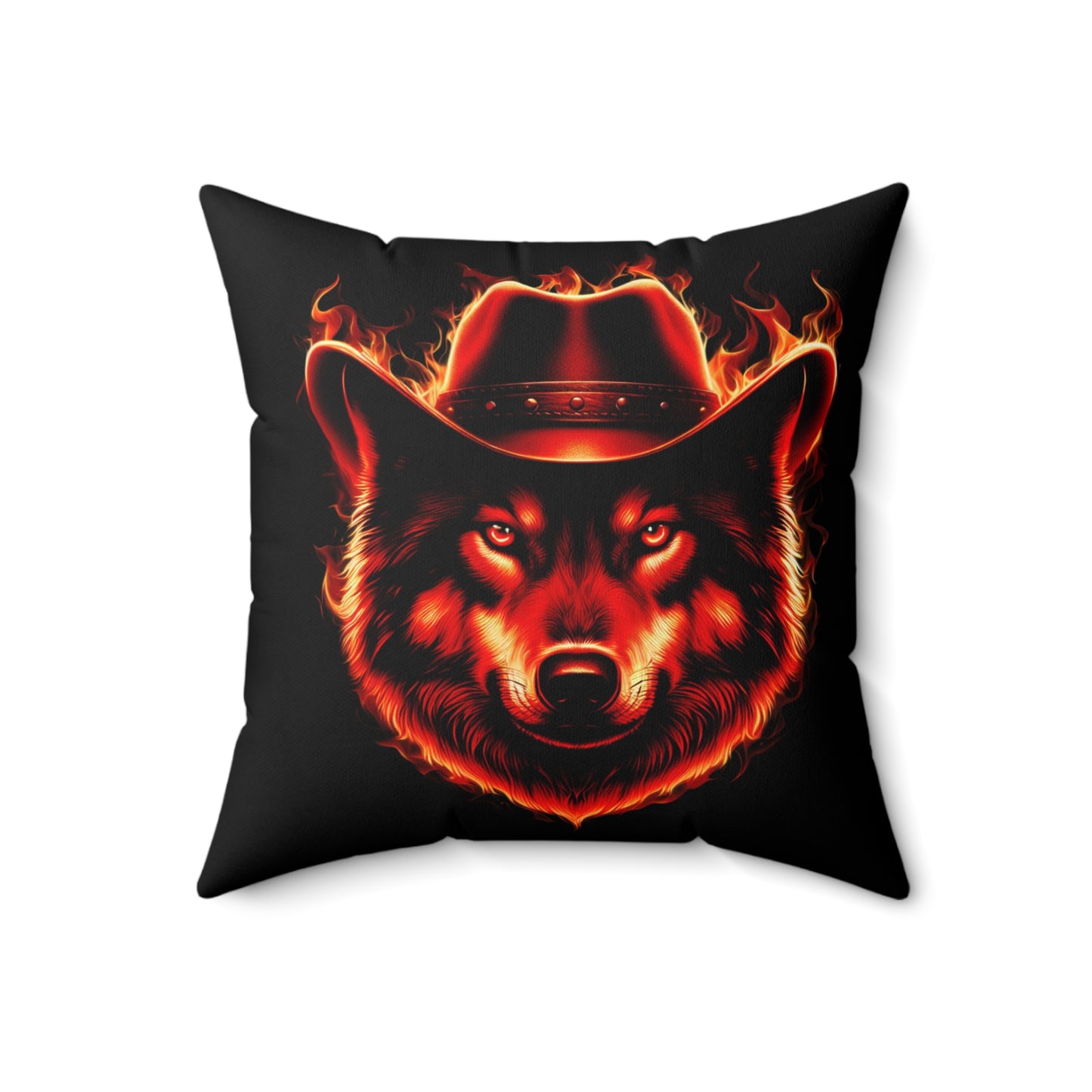 Fire Wolf Square Pillow - Bold Home Decor for Animal Lovers