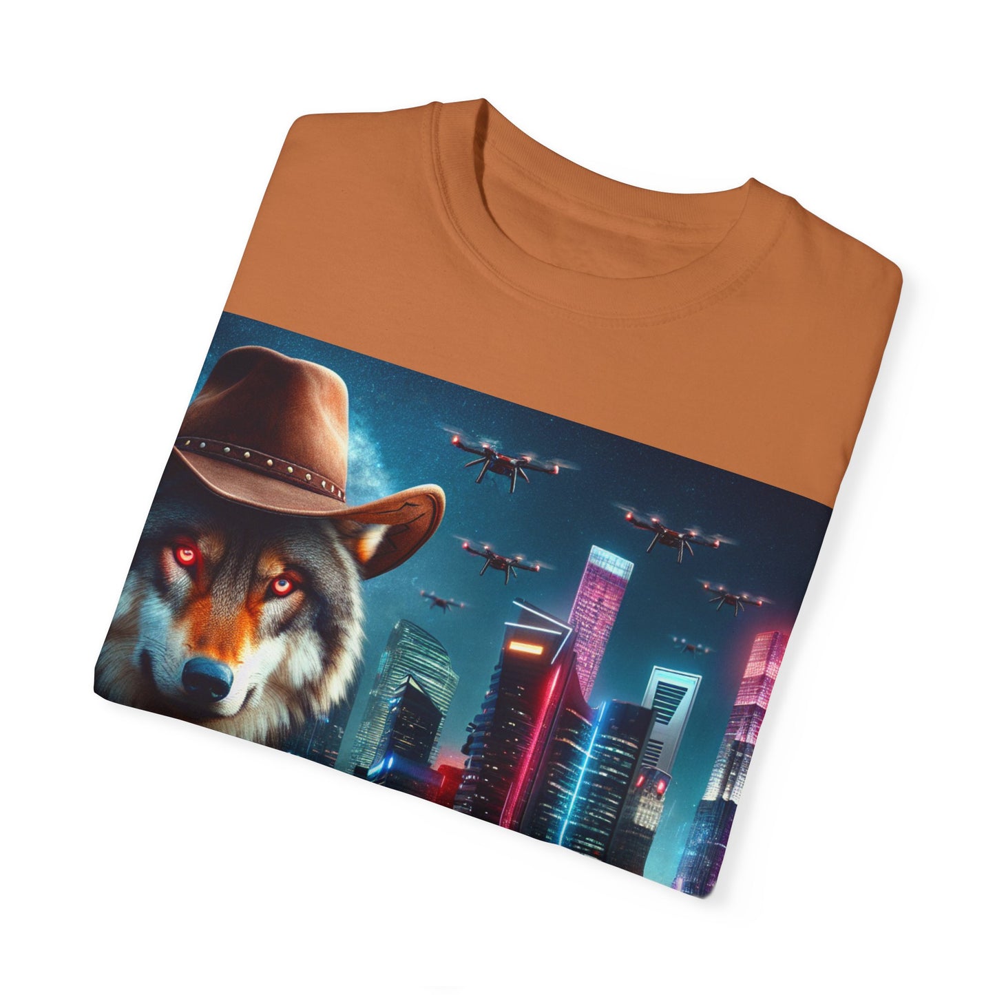 Wolf Cowboy T-shirt. howl to the future with wild passion