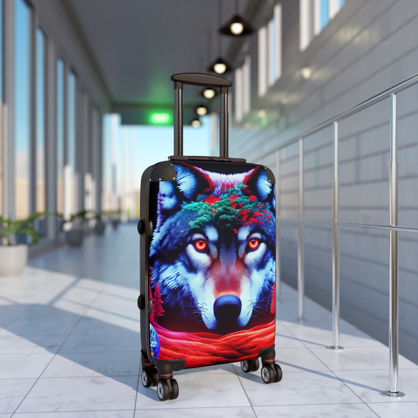 Vivid Wolf Design Suitcase - Stylish Travel Luggage for Adventure Seekers