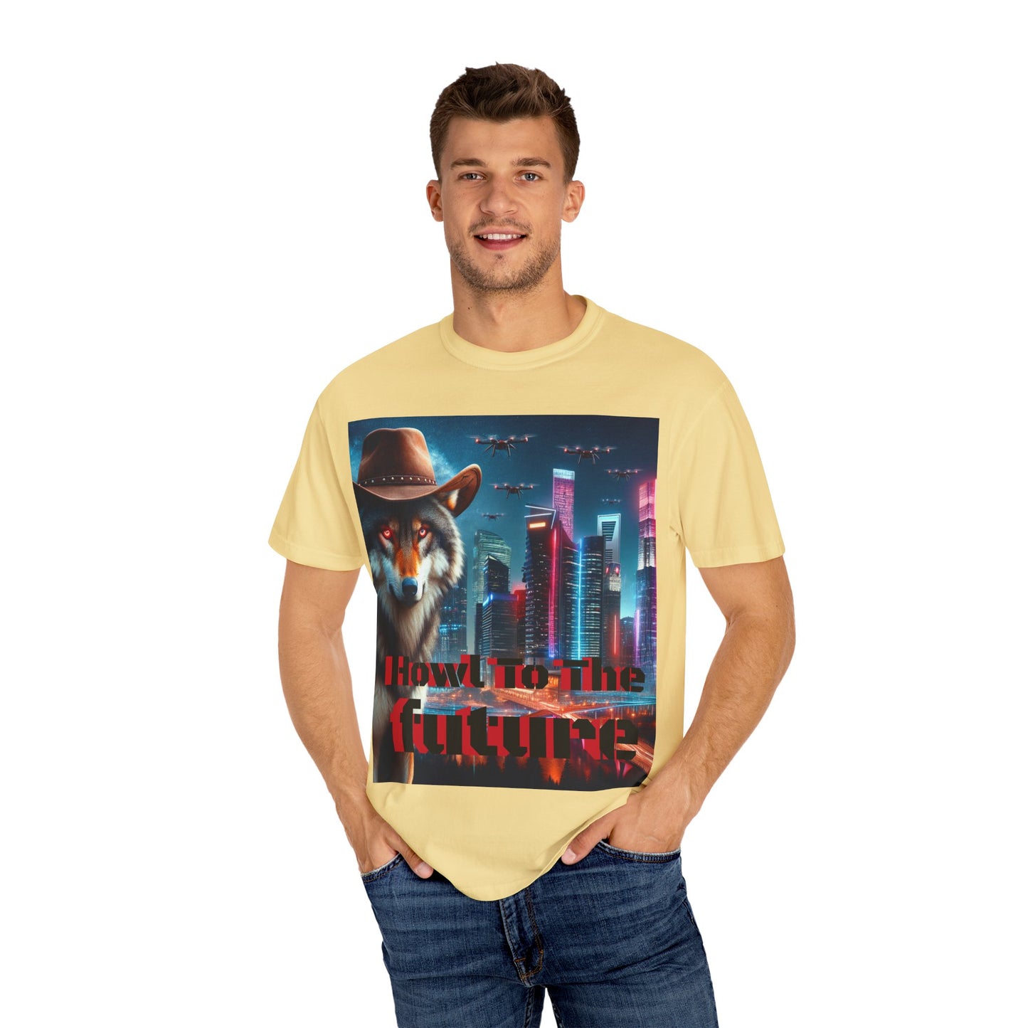 Wolf Cowboy T-shirt. howl to the future with wild passion