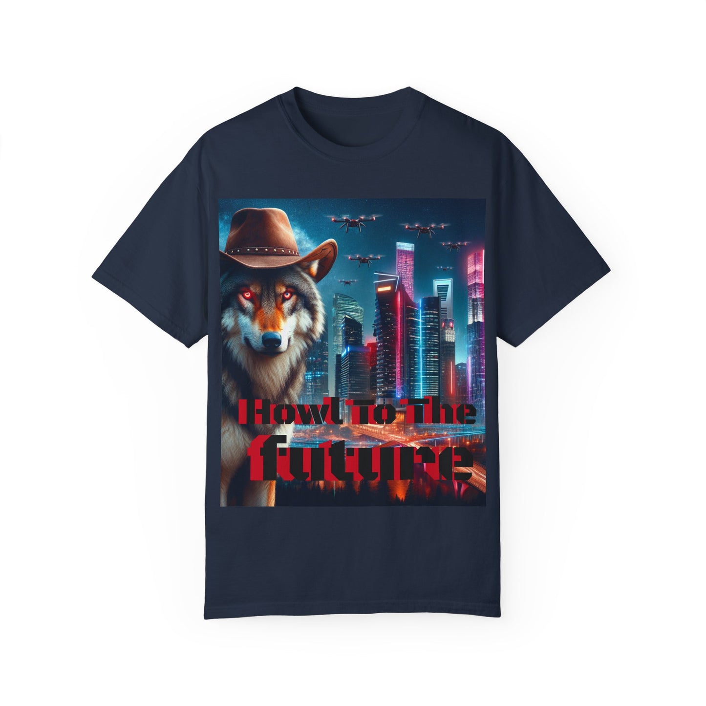 Wolf Cowboy T-shirt. howl to the future with wild passion