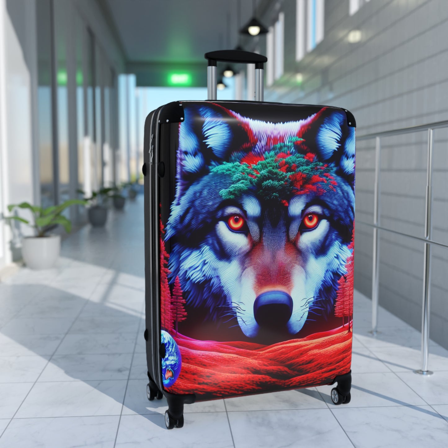 Vivid Wolf Design Suitcase - Stylish Travel Luggage for Adventure Seekers