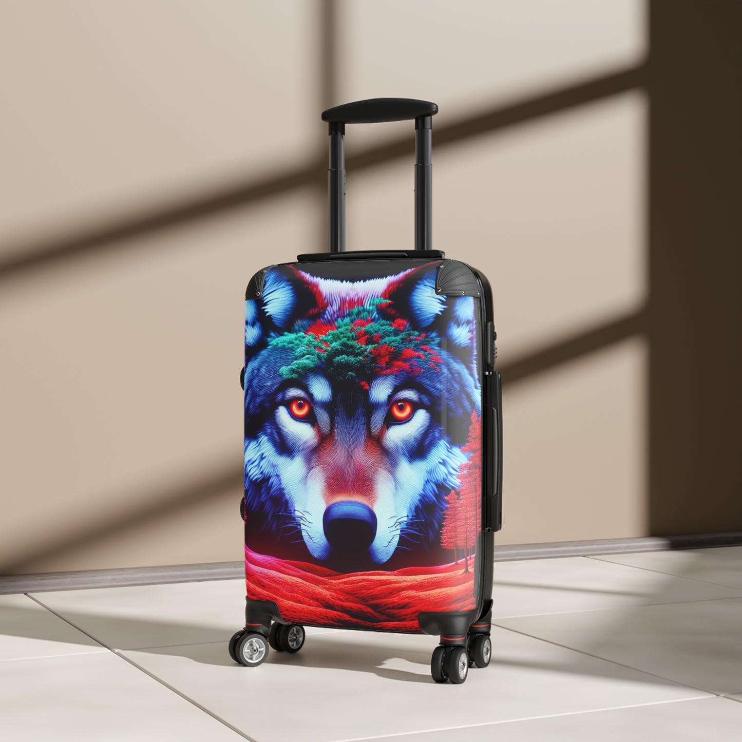 Vivid Wolf Design Suitcase - Stylish Travel Luggage for Adventure Seekers