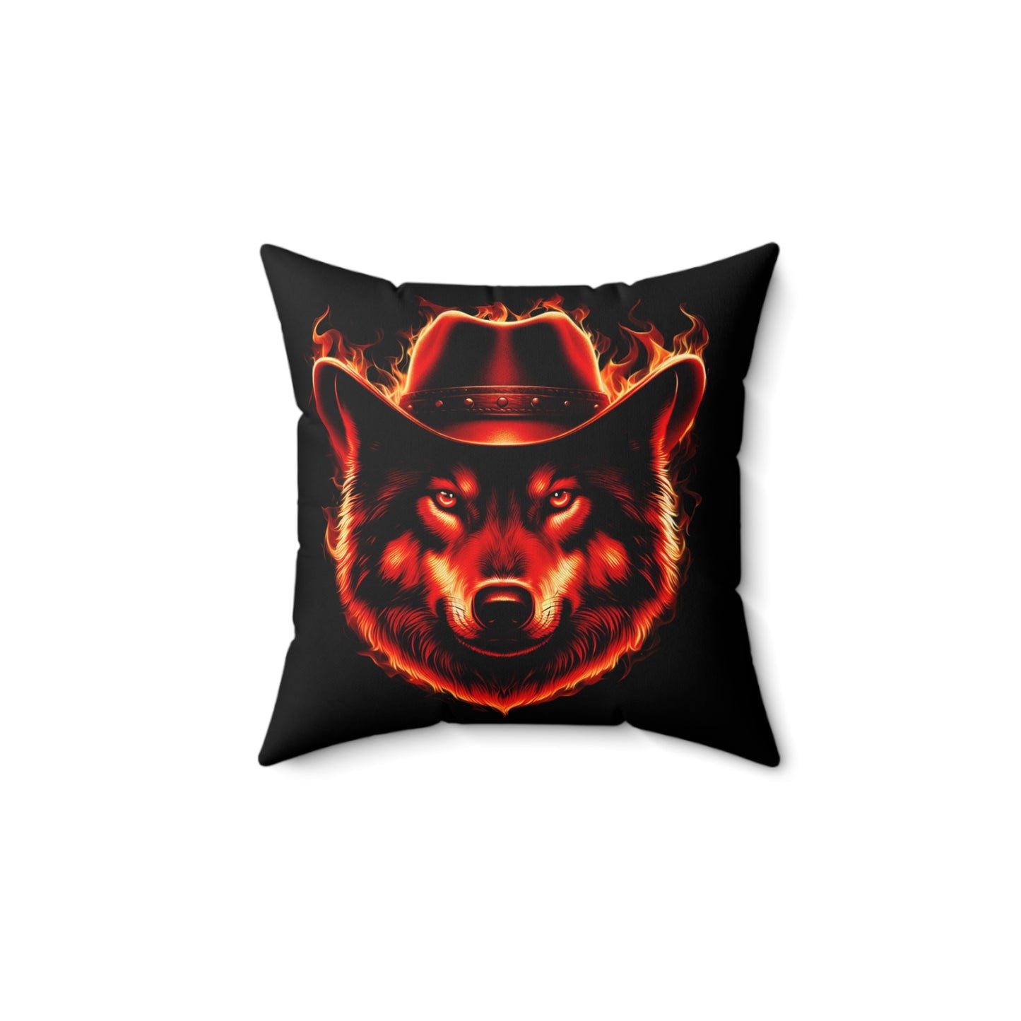 Fire Wolf Square Pillow - Bold Home Decor for Animal Lovers