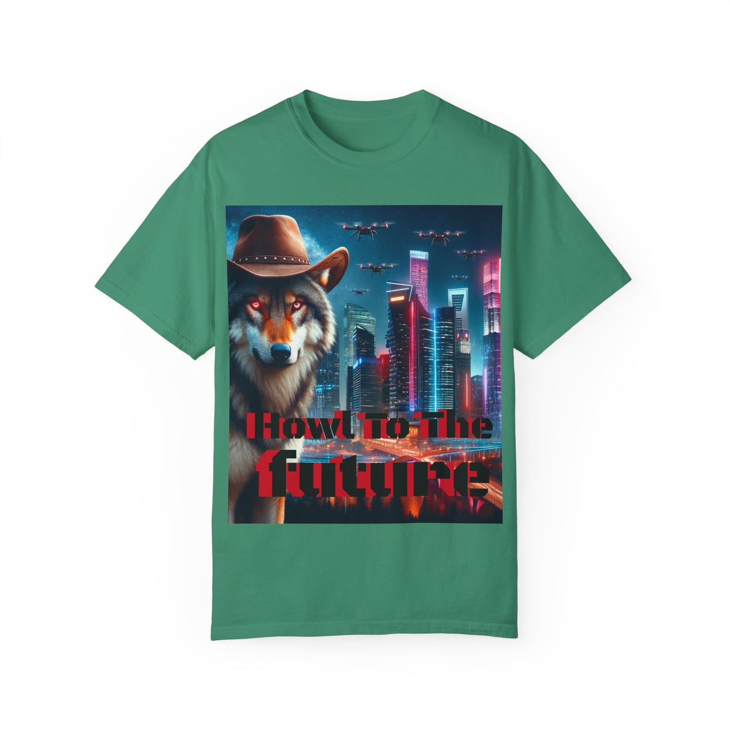 Wolf Cowboy T-shirt. howl to the future with wild passion