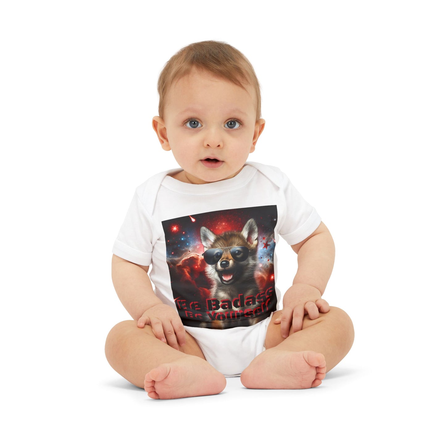 Be Badass Baby One Piece Bodysuit - Cool Corgi & Wolf Design