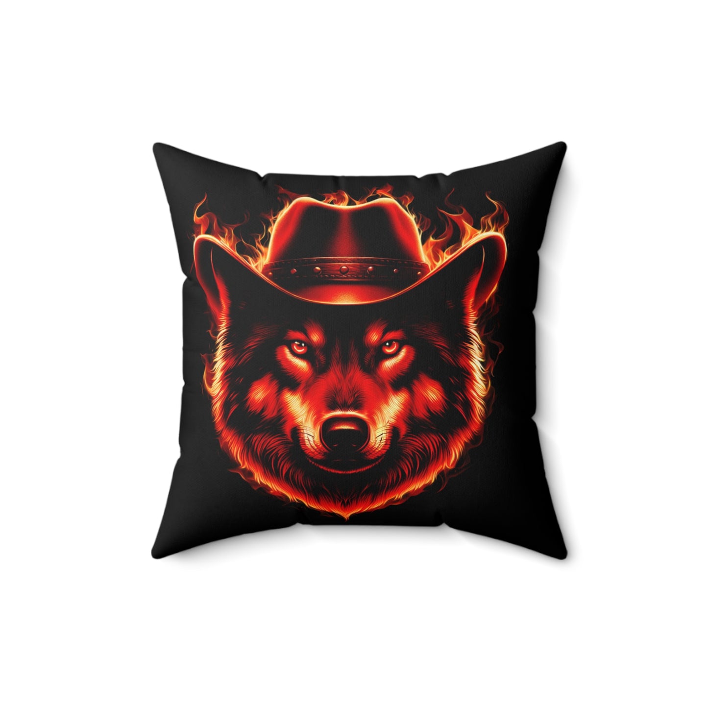 Fire Wolf Square Pillow - Bold Home Decor for Animal Lovers