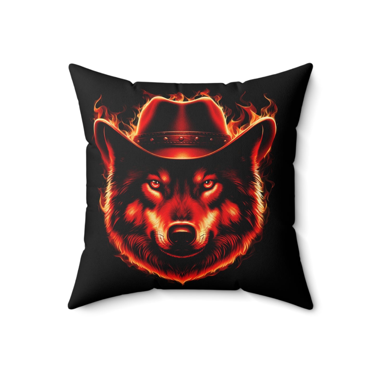 Fire Wolf Square Pillow - Bold Home Decor for Animal Lovers