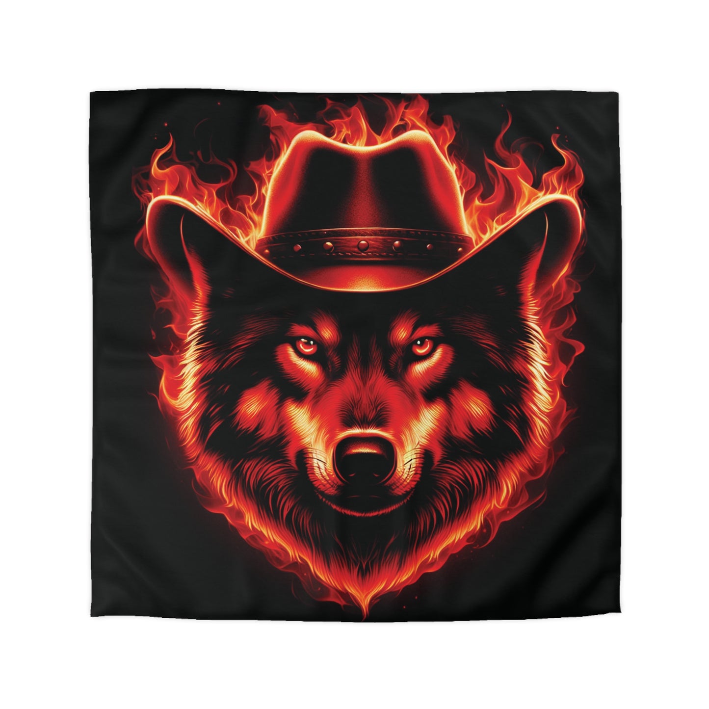 Flaming Wolf Cowboy Microfiber Duvet Cover – Bold Design for Cozy Nights