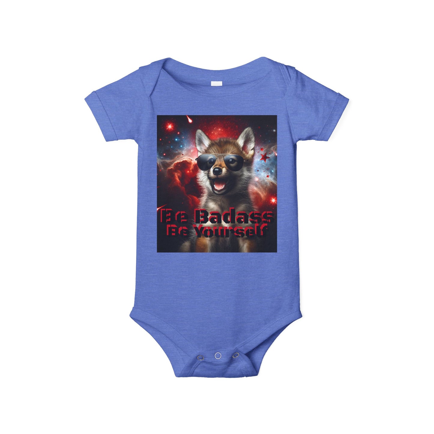 Be Badass Baby One Piece Bodysuit - Cool Corgi & Wolf Design