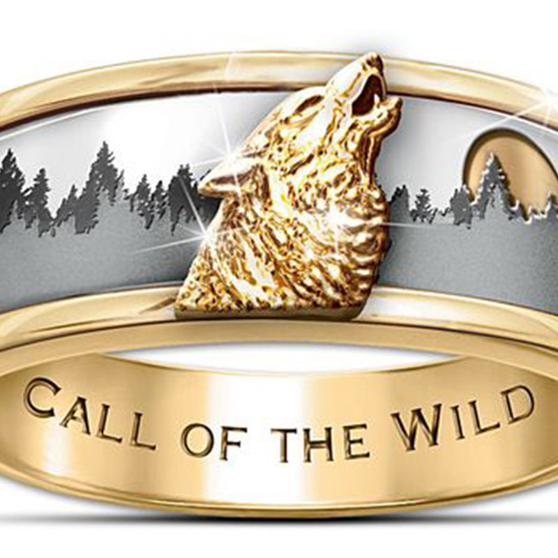 Two-tone Forest Wolf Ring. call of the wild ring