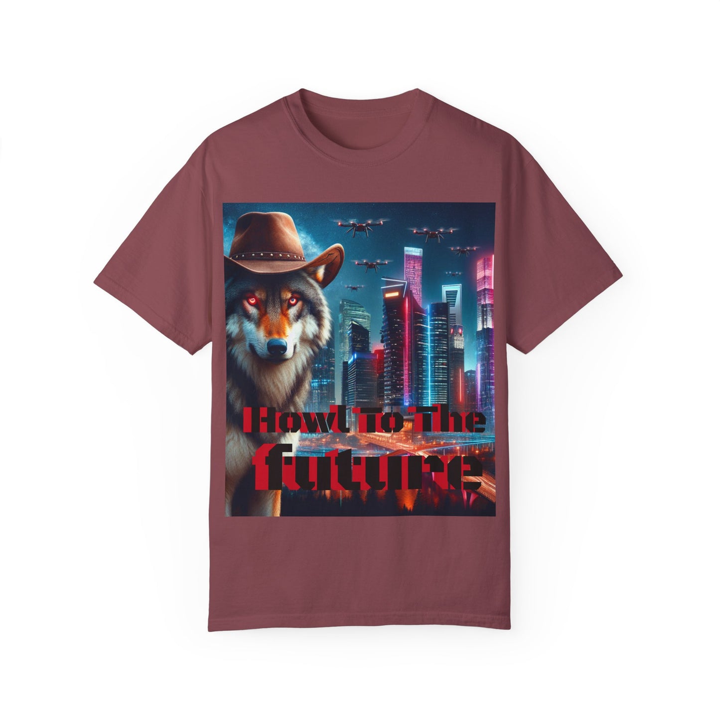 Wolf Cowboy T-shirt. howl to the future with wild passion