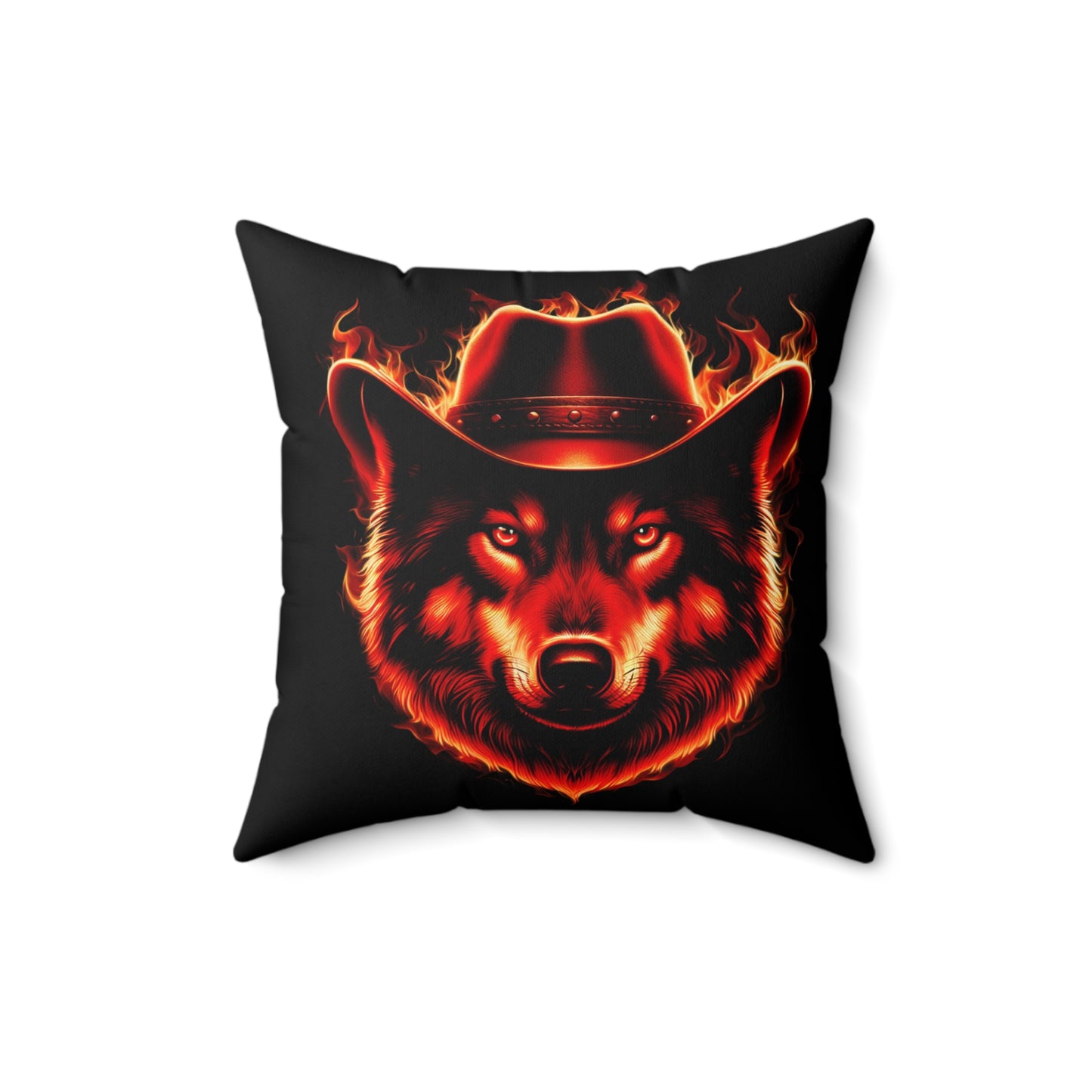 Fire Wolf Square Pillow - Bold Home Decor for Animal Lovers