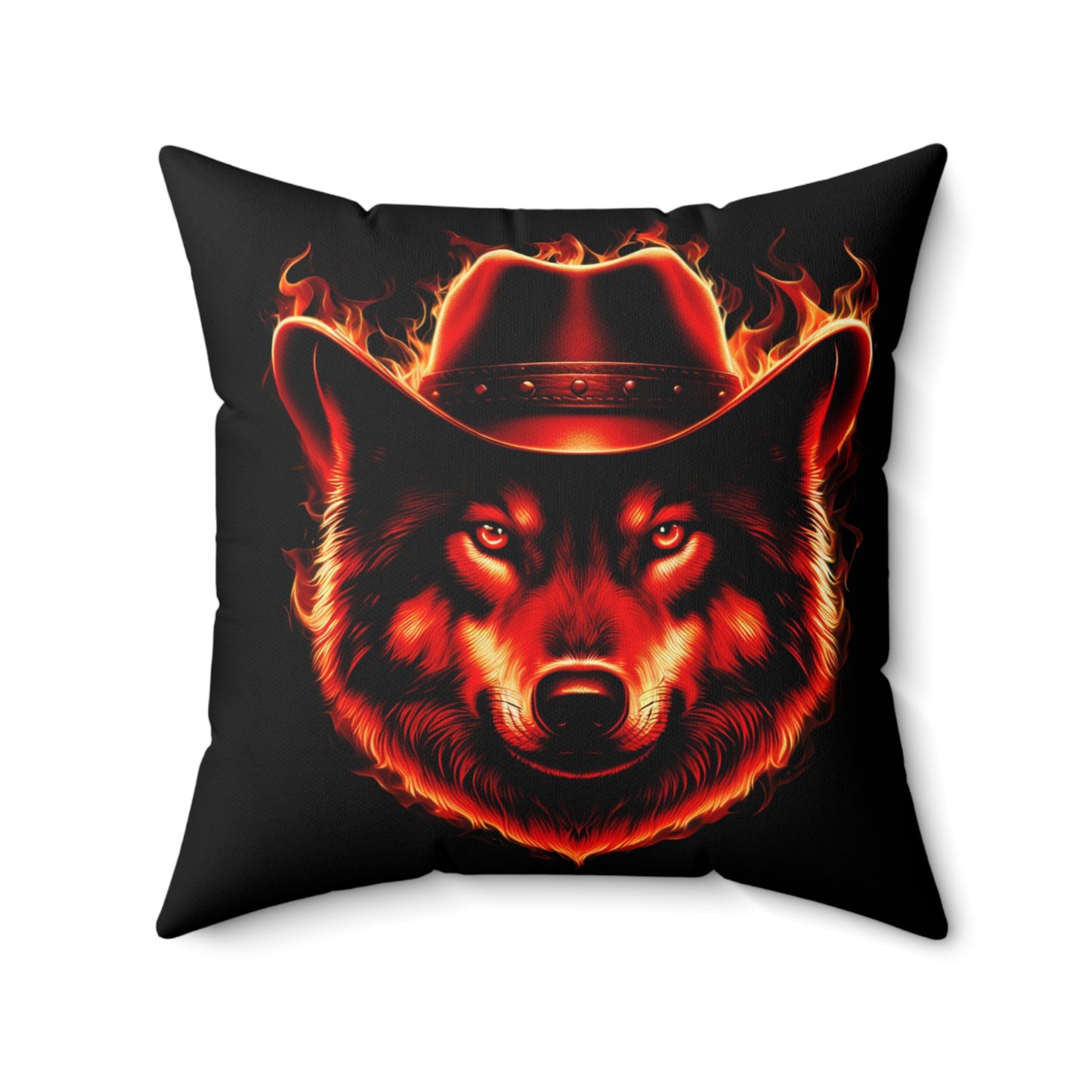 Fire Wolf Square Pillow - Bold Home Decor for Animal Lovers
