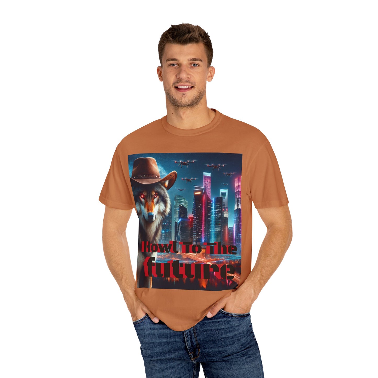Wolf Cowboy T-shirt. howl to the future with wild passion