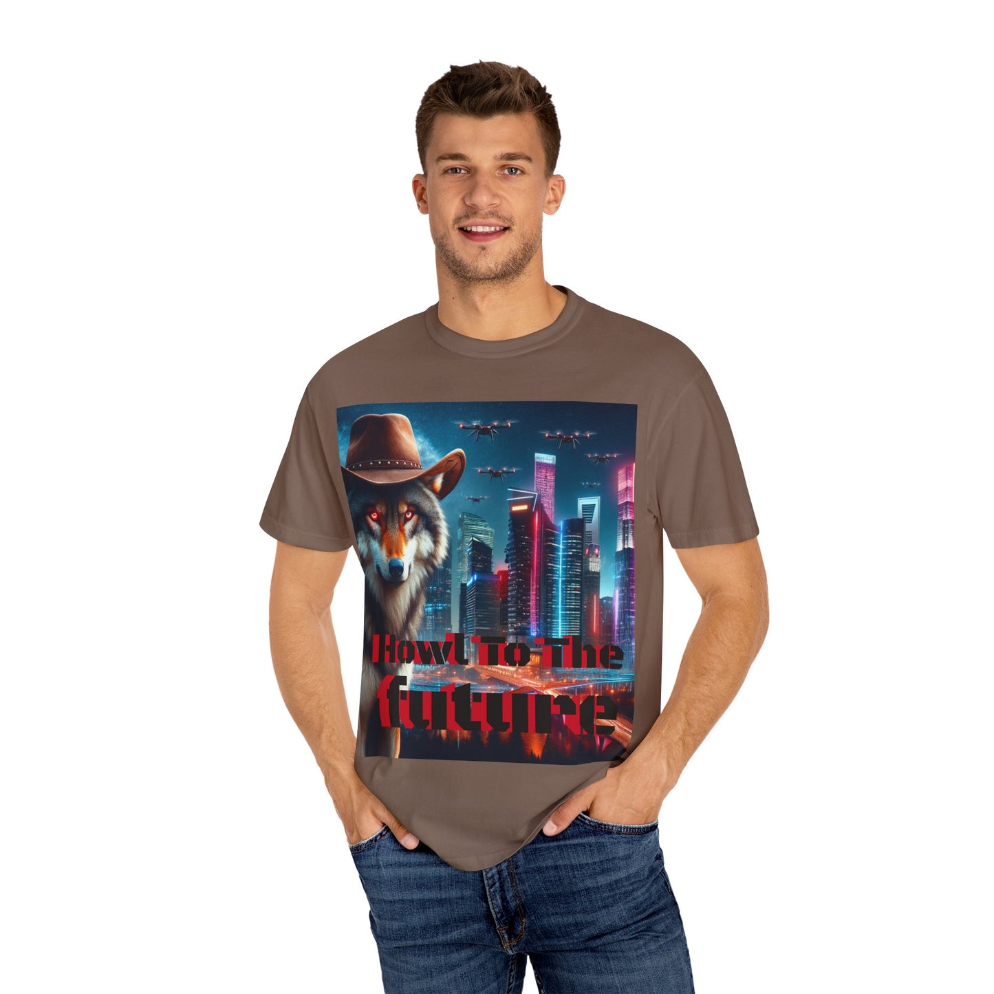 Wolf Cowboy T-shirt. howl to the future with wild passion