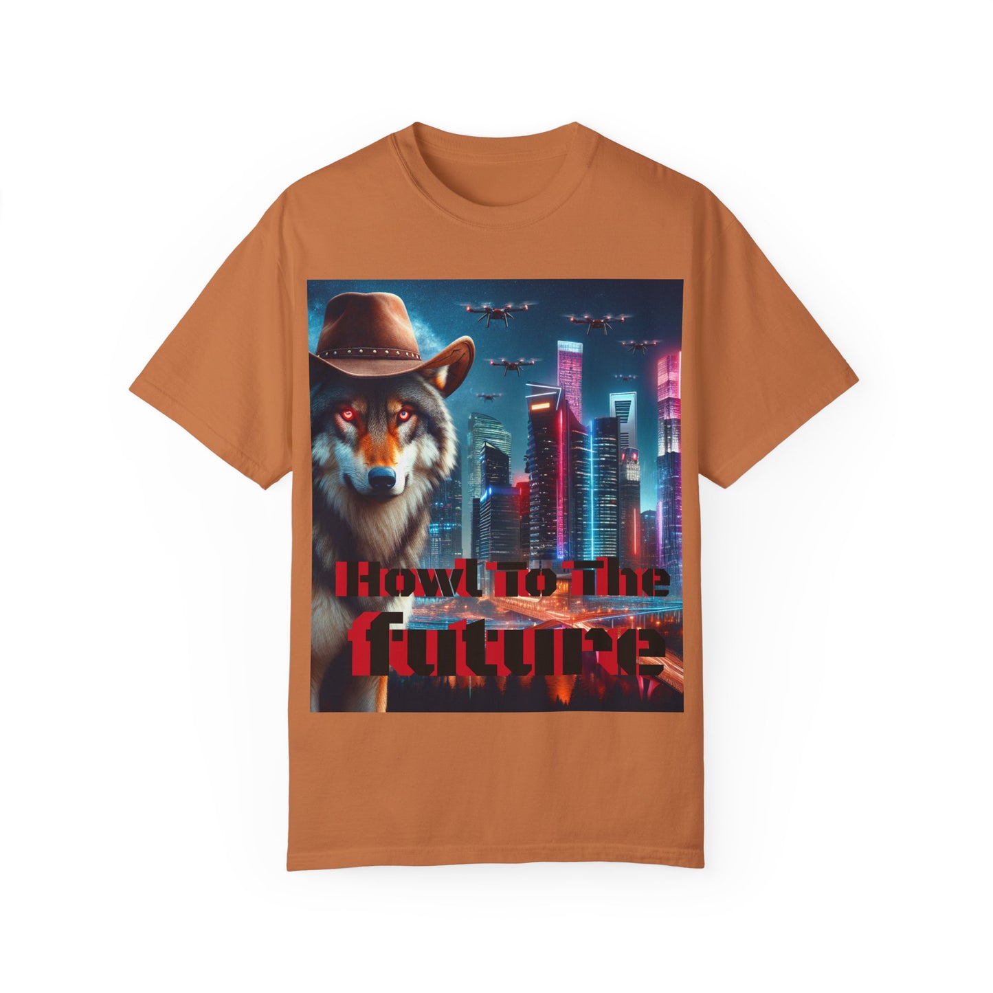 Wolf Cowboy T-shirt. howl to the future with wild passion