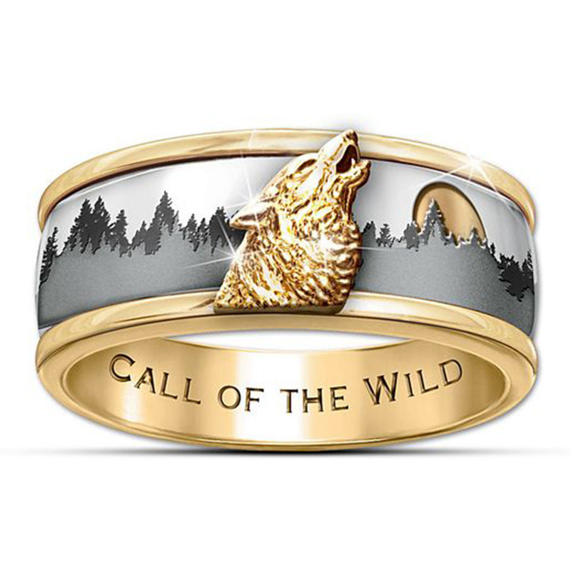 Two-tone Forest Wolf Ring. call of the wild ring