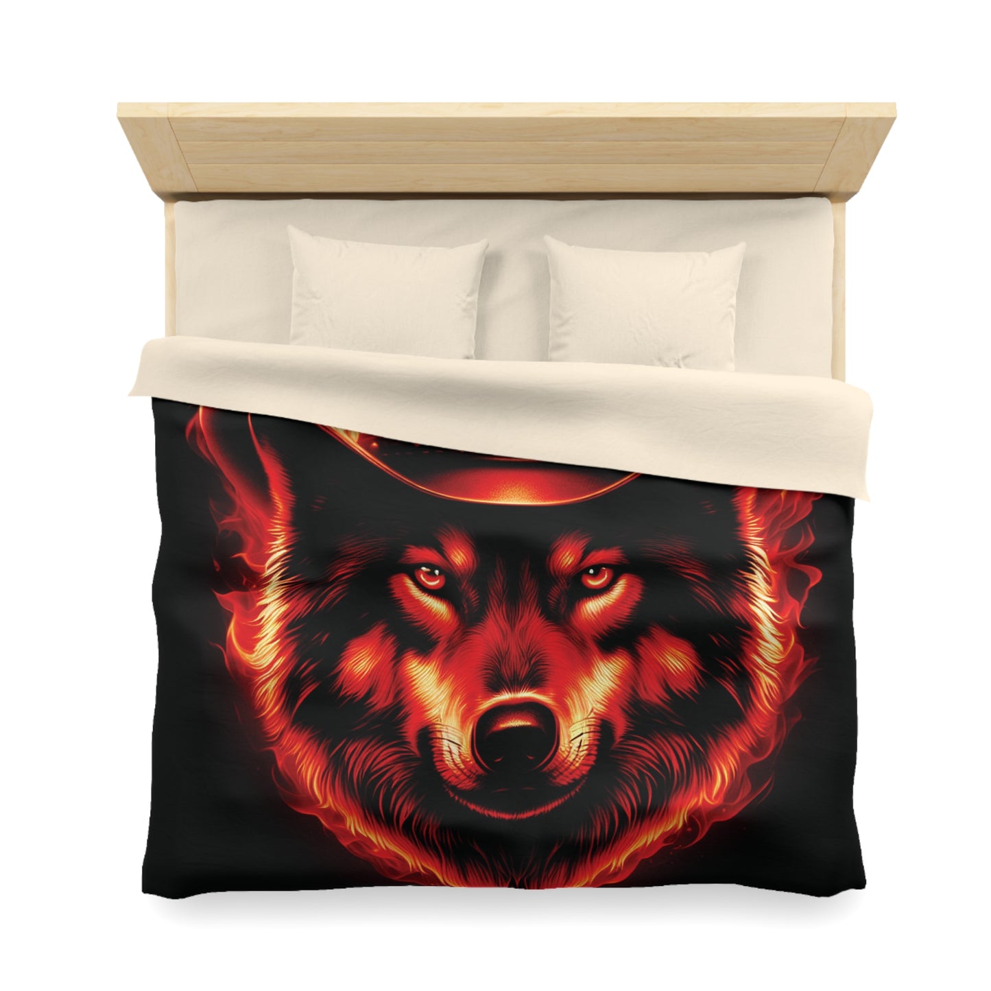 Flaming Wolf Cowboy Microfiber Duvet Cover – Bold Design for Cozy Nights