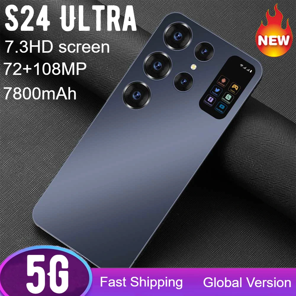 2025 Cellphones S24 Ultra Original 5G Smartphone 7.3HD Dual SIM Card Cell Phone 7800mAh Android 14 Global Version Mobile Phones