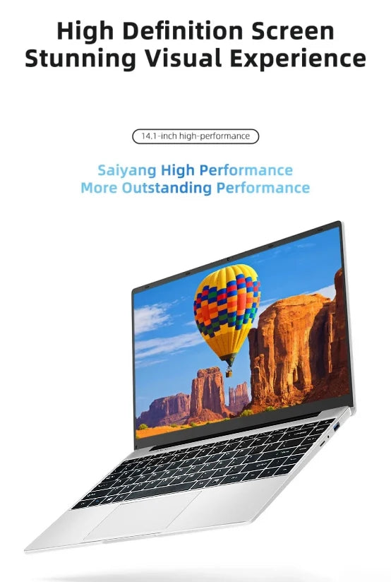 NEW 14.1'' Slim Office Laptop Windows 11 Intel N4000 180° 12GB RAM 512GB 1TB SSD 1920*1080 Office Study Computer PC