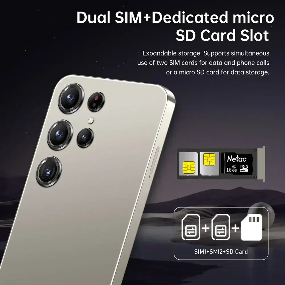 2025 Cellphones S24 Ultra Original 5G Smartphone 7.3HD Dual SIM Card Cell Phone 7800mAh Android 14 Global Version Mobile Phones