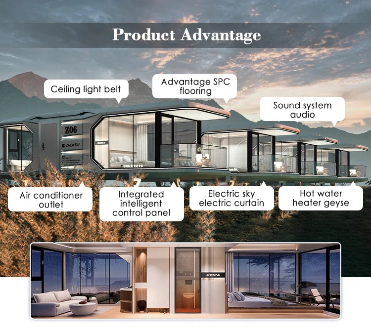 Prefabricated space capsule container house luxury prefab hotel house Tiny Vessel Cat Space Capsule House for sale