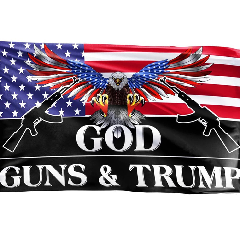 90x150cm God Guns Trump Flag with Grommets Trump Patriotic Eagle Flag Fade Resistant Trump American Flag for Indoor Outdoor