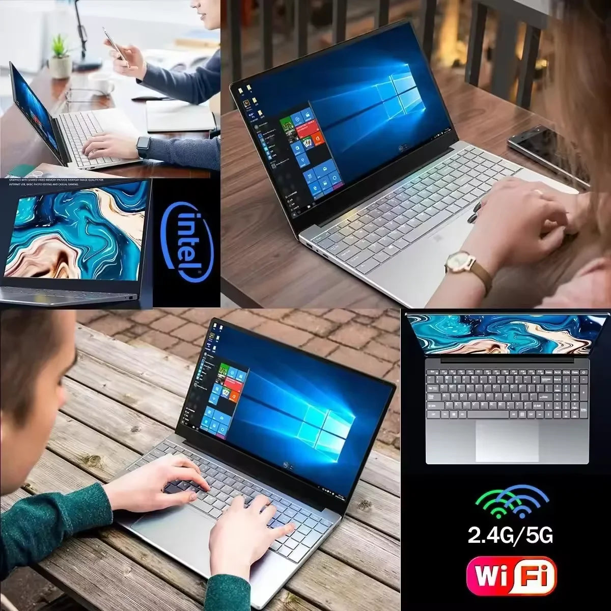 NEW 14.1'' Slim Office Laptop Windows 11 Intel N4000 180° 12GB RAM 512GB 1TB SSD 1920*1080 Office Study Computer PC