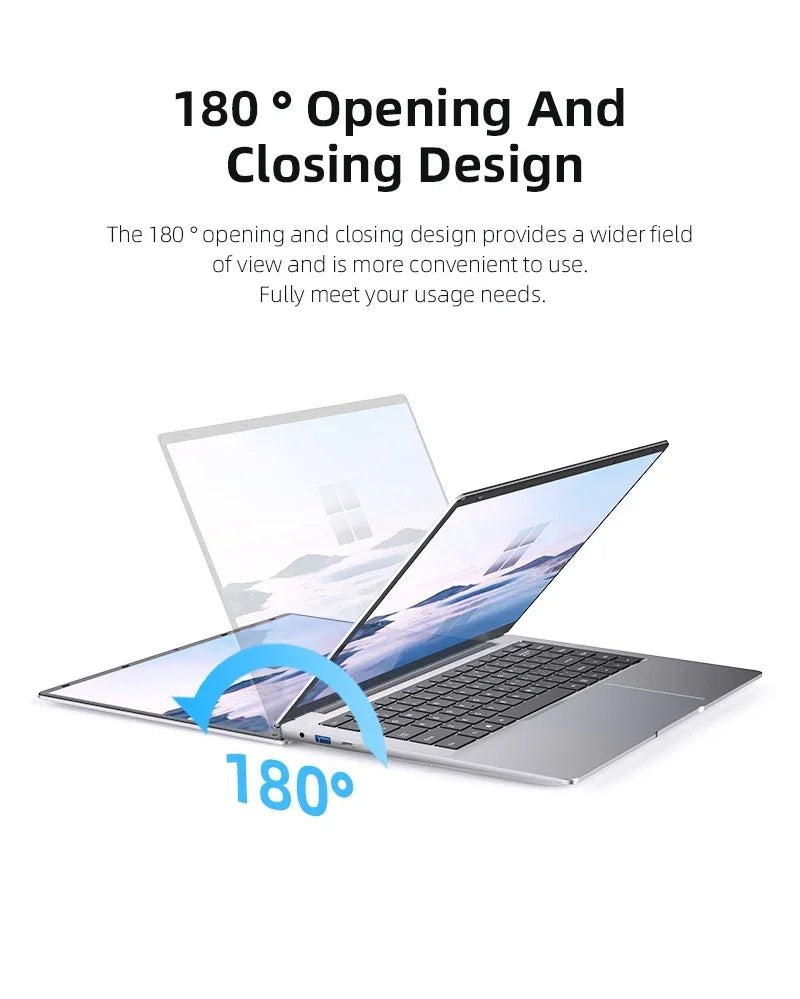 NEW 14.1'' Slim Office Laptop Windows 11 Intel N4000 180° 12GB RAM 512GB 1TB SSD 1920*1080 Office Study Computer PC
