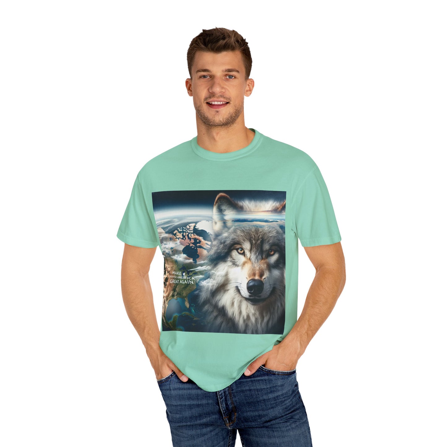 Wolf Graphic Unisex T-Shirt - Earth & North America Design. make NorthAmerica great again