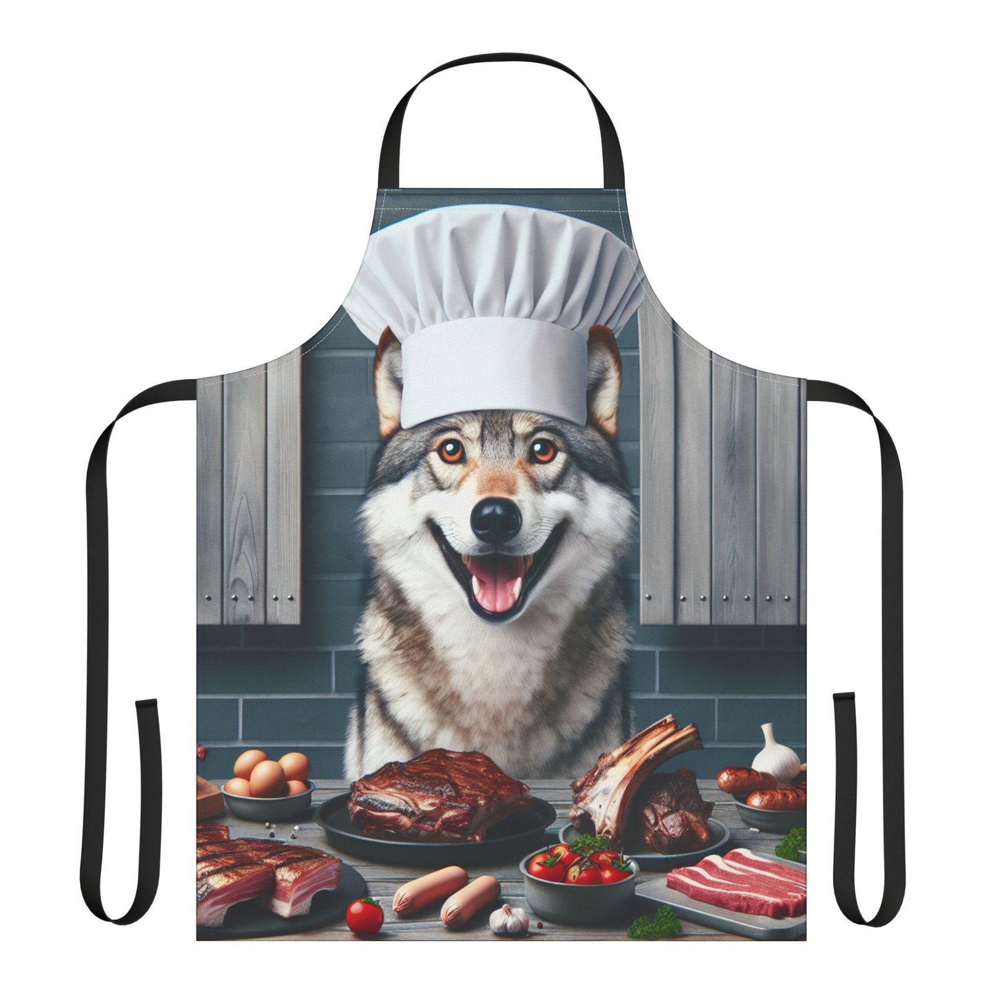 Whimsical Chef Apron with 5-Color Straps - Fun Cooking Gift for Home Chefs & Food Lovers.. feast like a wolf