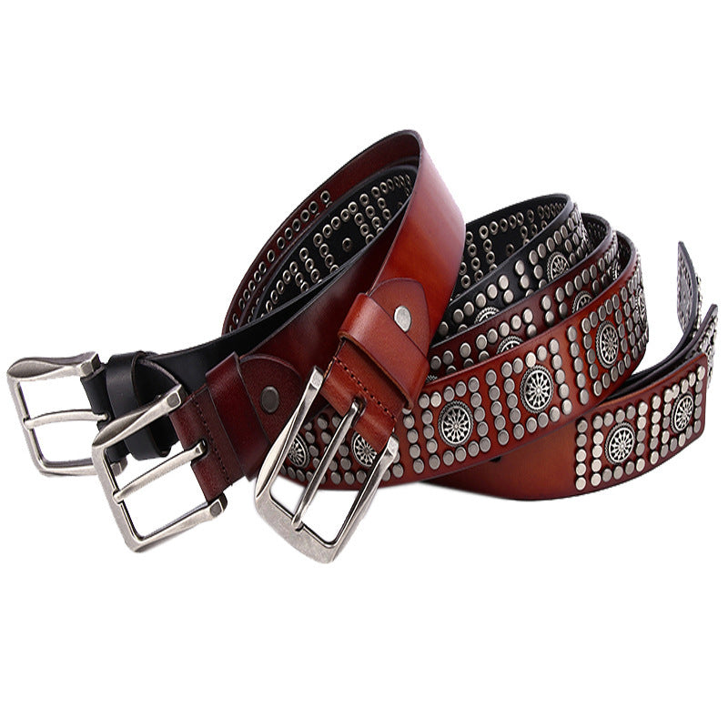Fashion Rivet Cowhide Punk Belt