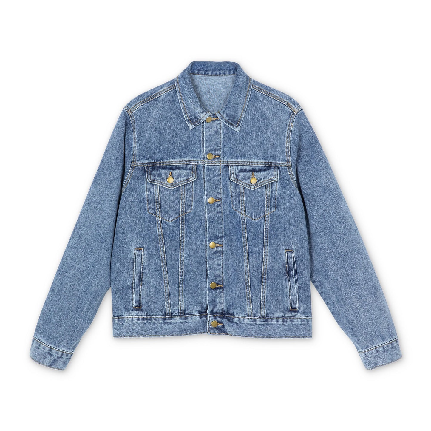 Men's Denim Jacket with Wolf Graphic - Cool Vintage Style