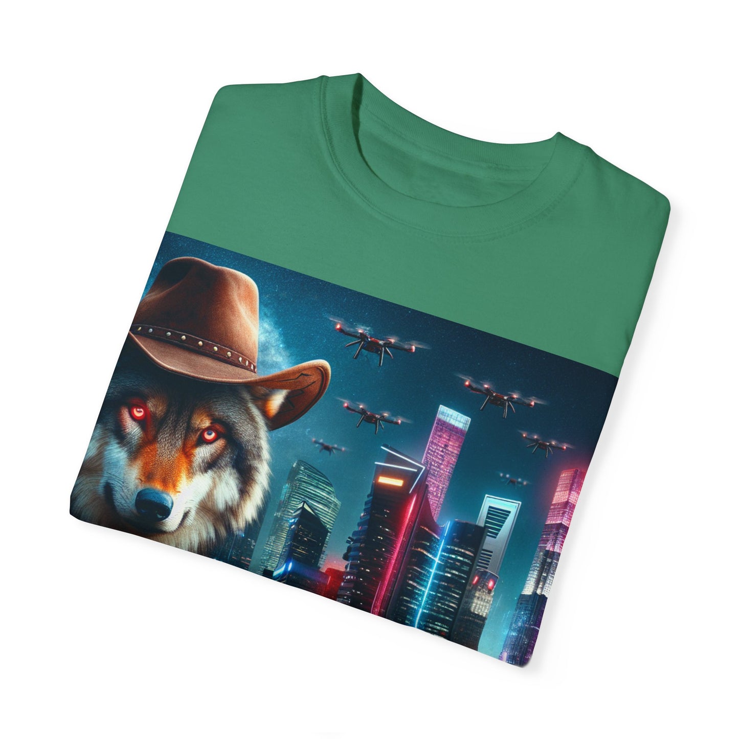 Wolf Cowboy T-shirt. howl to the future with wild passion