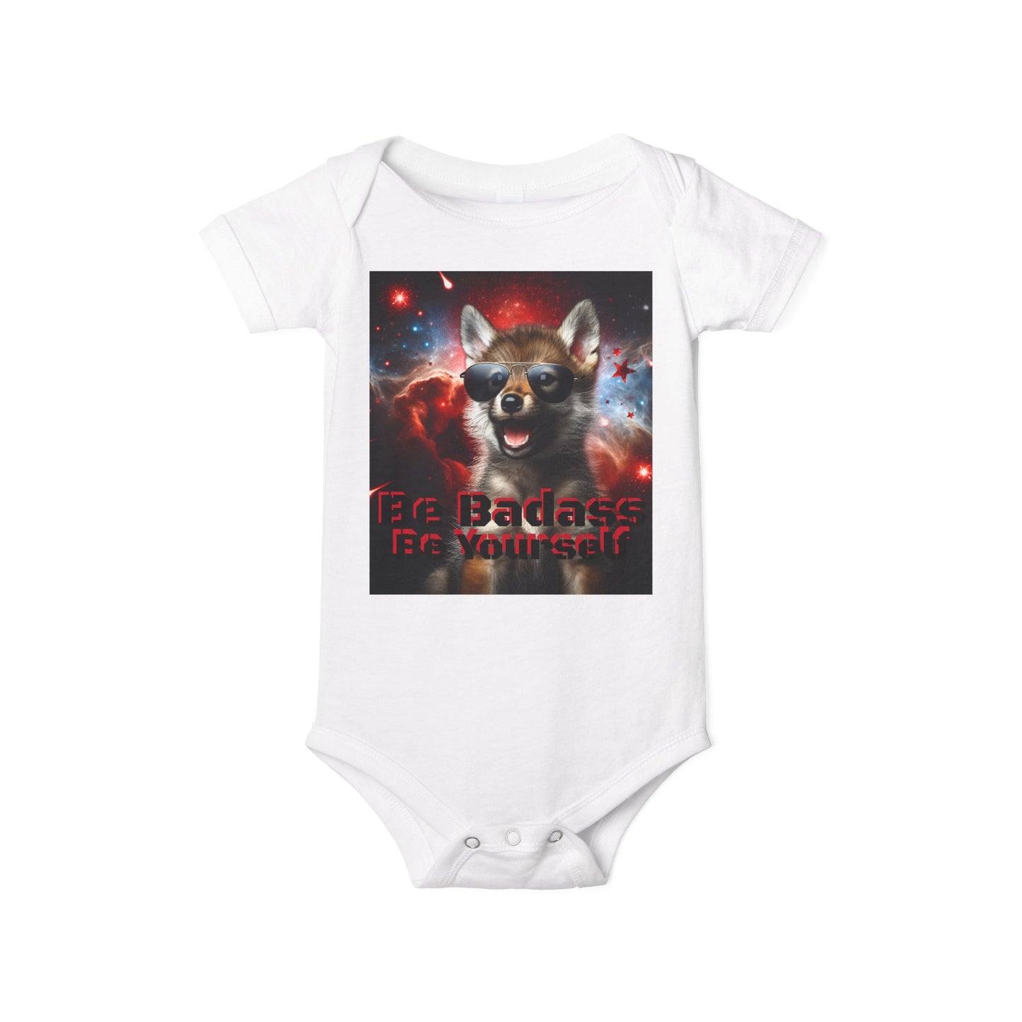 Be Badass Baby One Piece Bodysuit - Cool Corgi & Wolf Design