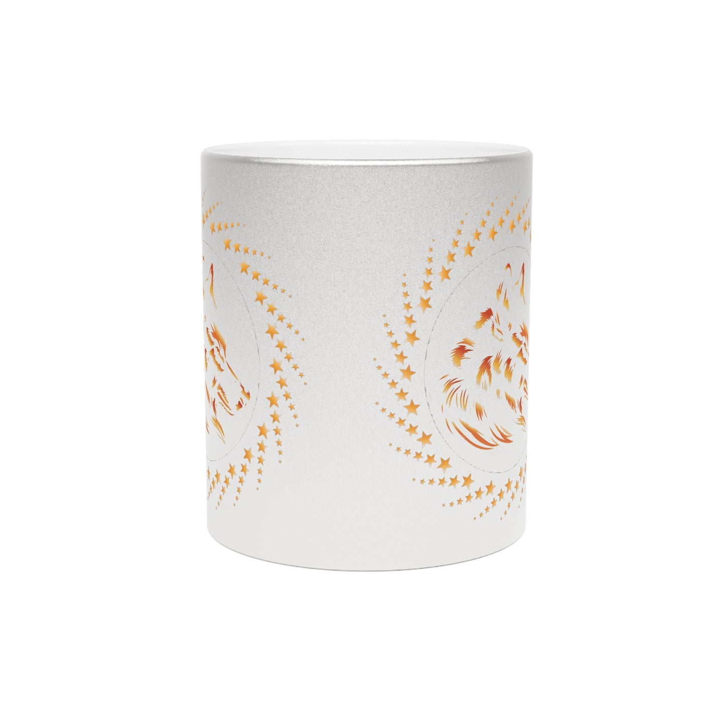Celestial revolution wolf Metallic Mug - Silver & Gold Design for Nature Lovers