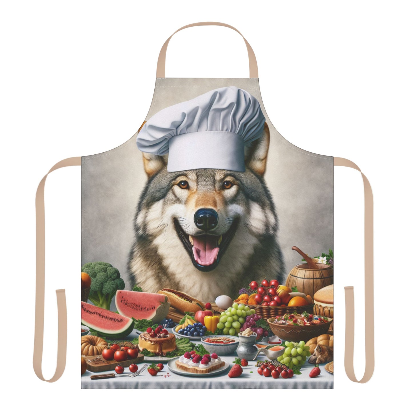 Whimsical Chef Apron with 5-Color Straps - Fun Cooking Gift for Home Chefs & Food Lovers.. feast like a wolf