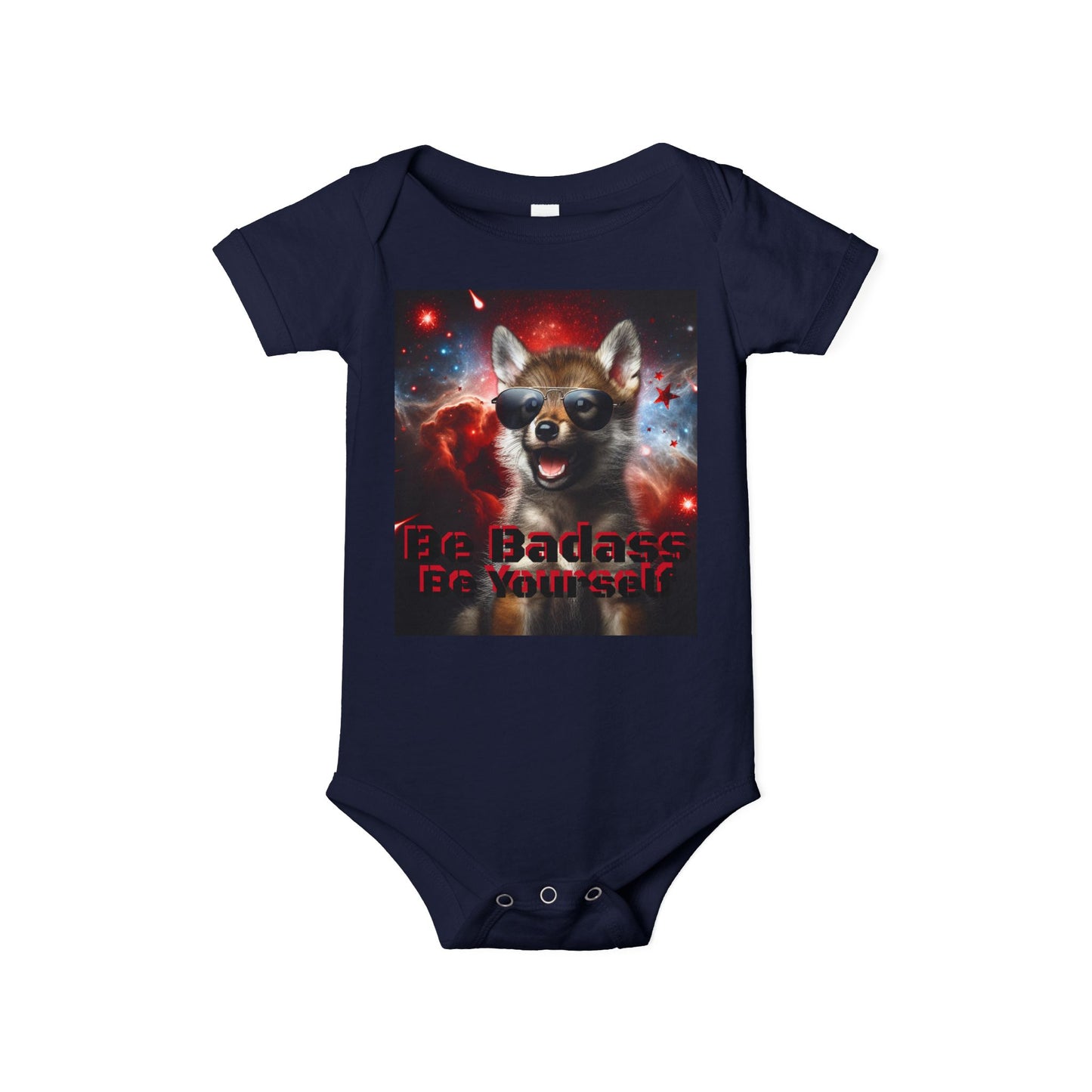 Be Badass Baby One Piece Bodysuit - Cool Corgi & Wolf Design
