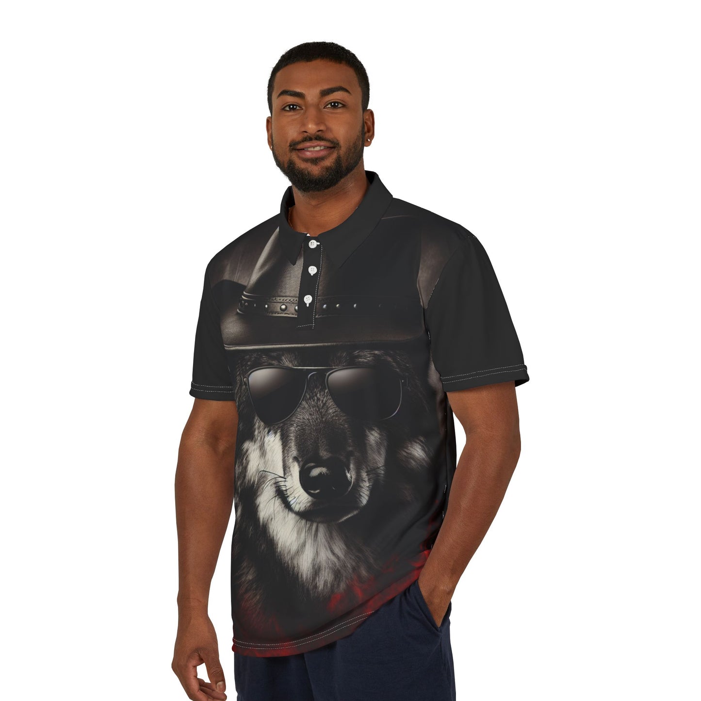 Cool Wolf Graphic Unisex Polo Shirt - Stylish Casual Wear