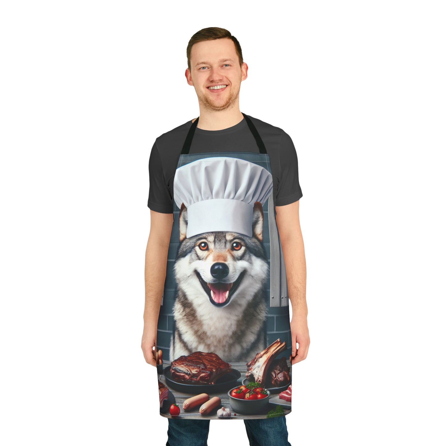Whimsical Chef Apron with 5-Color Straps - Fun Cooking Gift for Home Chefs & Food Lovers.. feast like a wolf