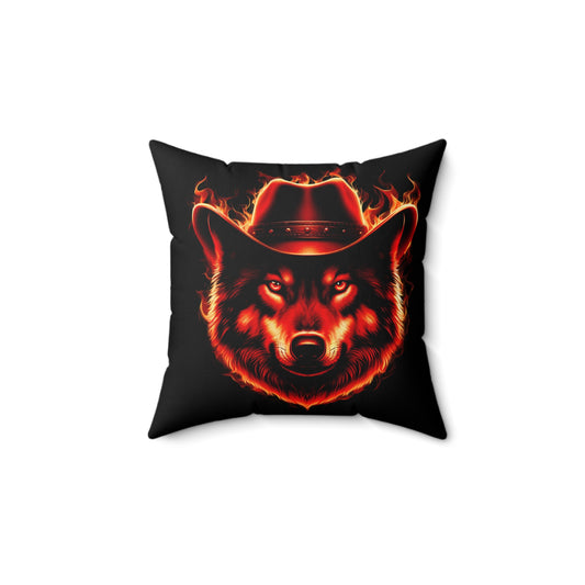 Fire Wolf Square Pillow - Bold Home Decor for Animal Lovers