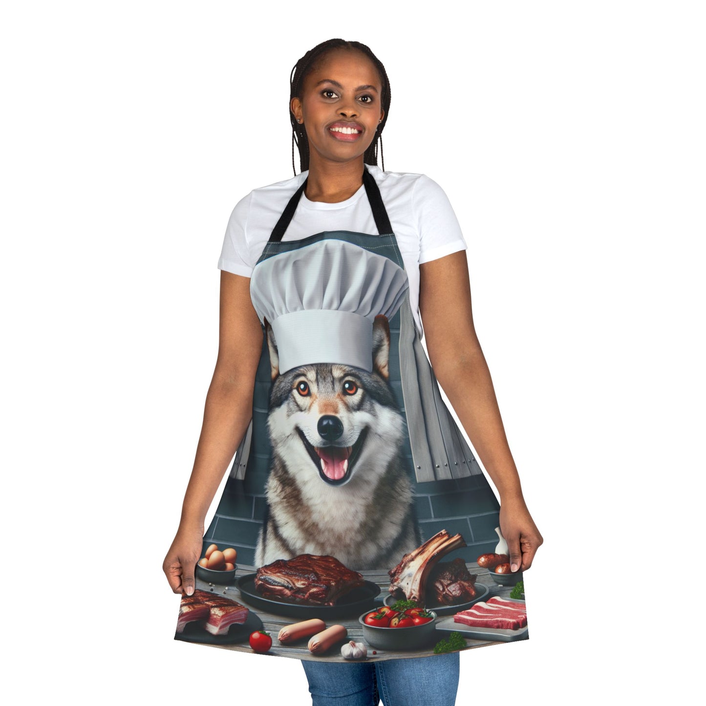 Whimsical Chef Apron with 5-Color Straps - Fun Cooking Gift for Home Chefs & Food Lovers.. feast like a wolf