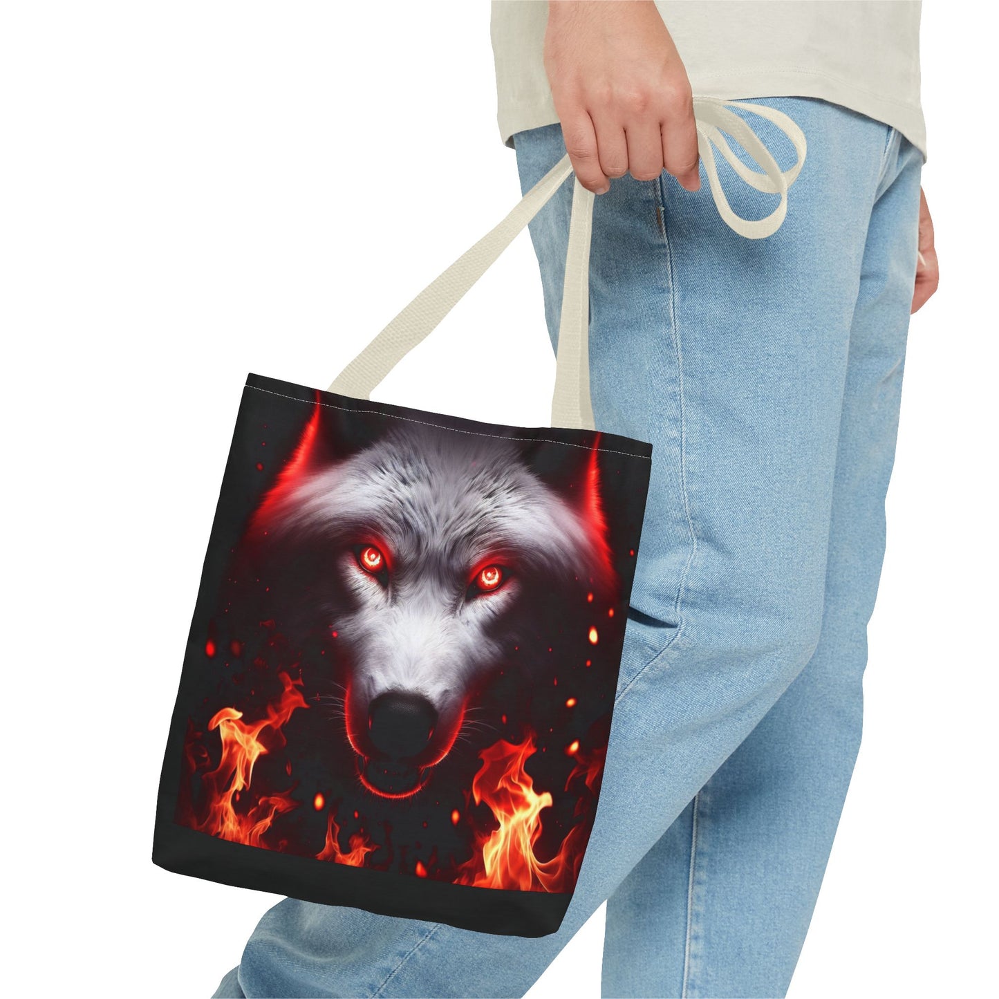 Fiery Wolf Tote Bag - Bold Flame Design for Animal Lovers