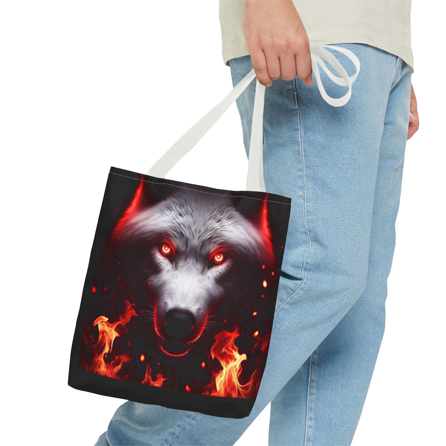 Fiery Wolf Tote Bag - Bold Flame Design for Animal Lovers